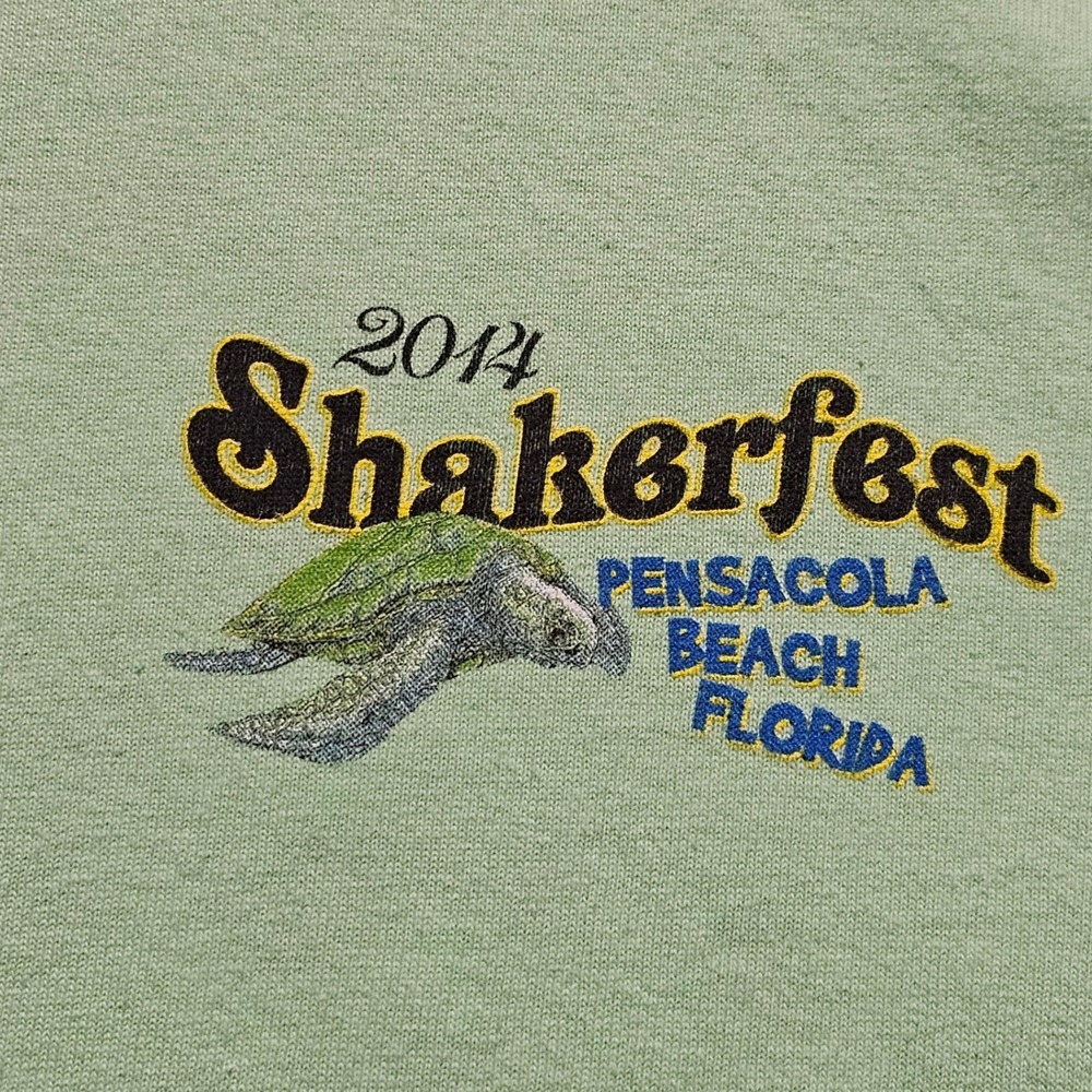 2014 Shakerfest Pensacola Beach Florida T Shirt Men's 2XL Green Gildan Cotton - Picture 3 of 8